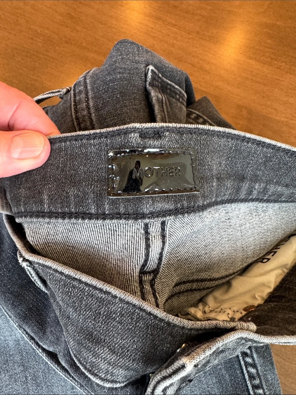 MOTHER Washed Grey Straight Jeans